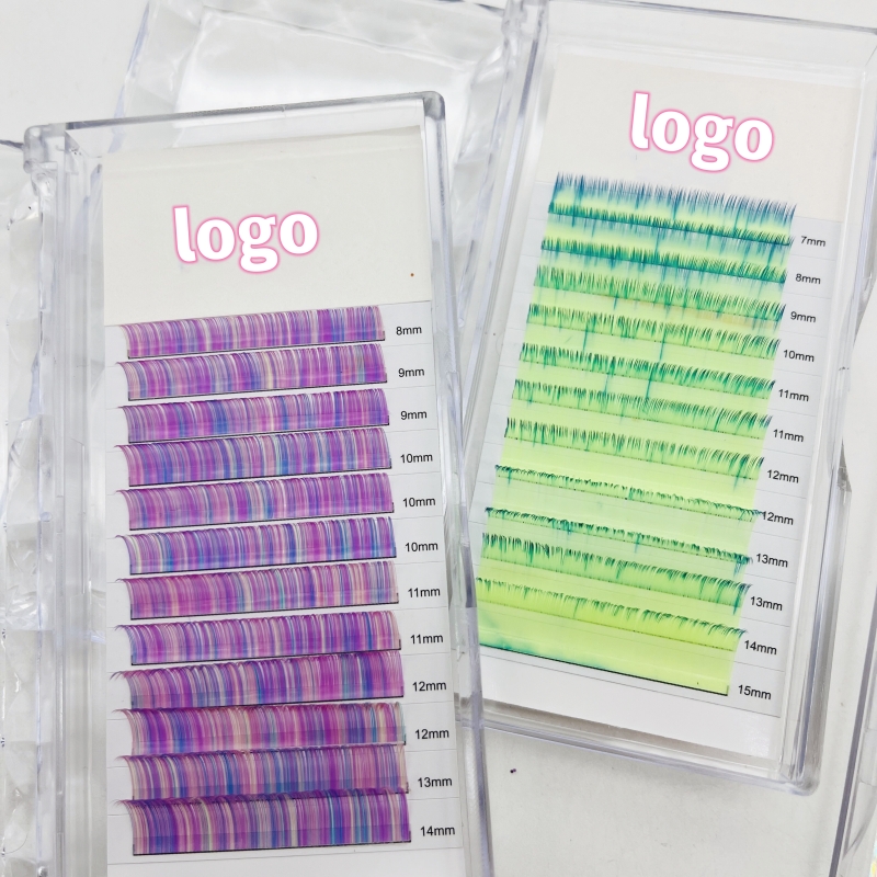 Colored Eyelash Extension volume Lashes color Eyelash Extensions pink green blue