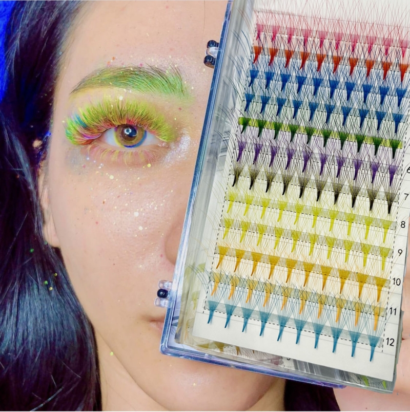 Individual False Colored Premade volume colorful lash extension colorful premade