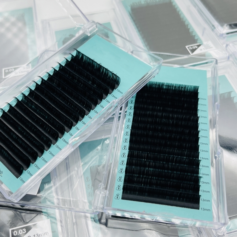 Velvet Fluffy Matte Dark Black Cashmere Mink Lash Extensions Trays