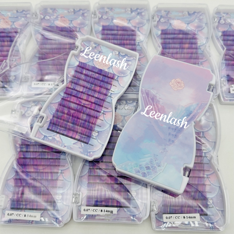 korean pbt eyelash extensions Individual Rainbow Color Multi Two Tone eyelash ex