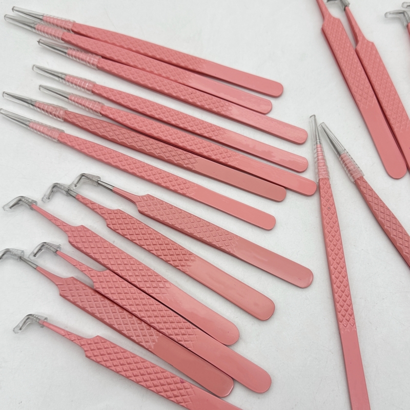  Private Logo Fiber Tip Eyelash Extension Tweezers