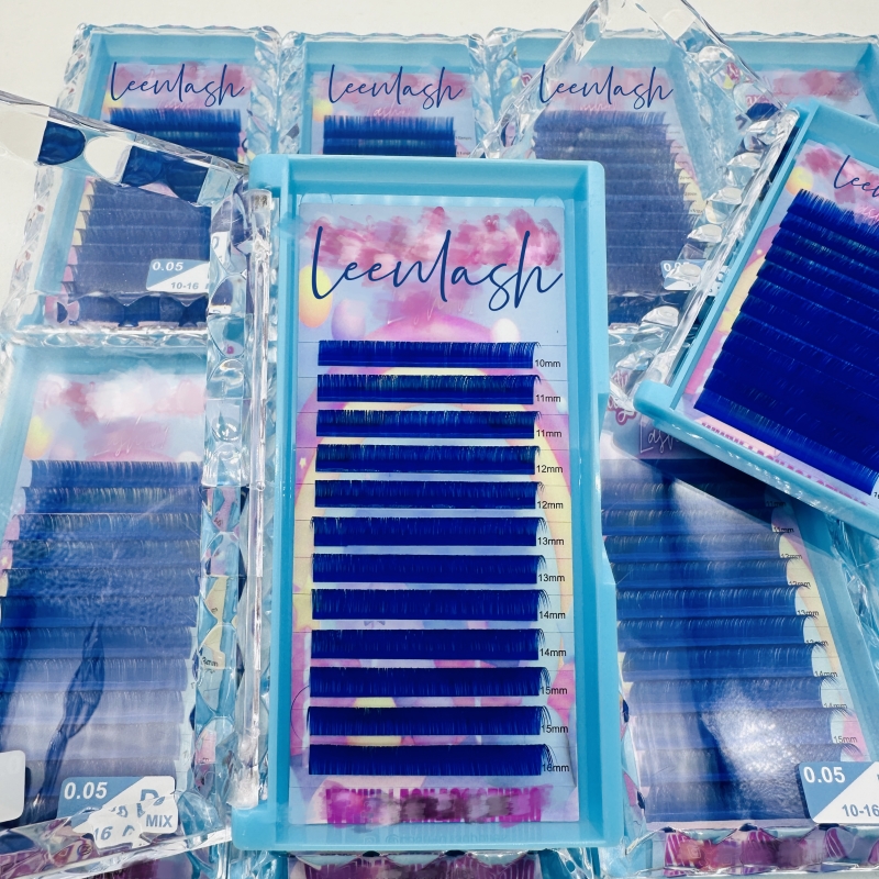 Lashes Blue Private Label Individual Colorful Lash Extensions