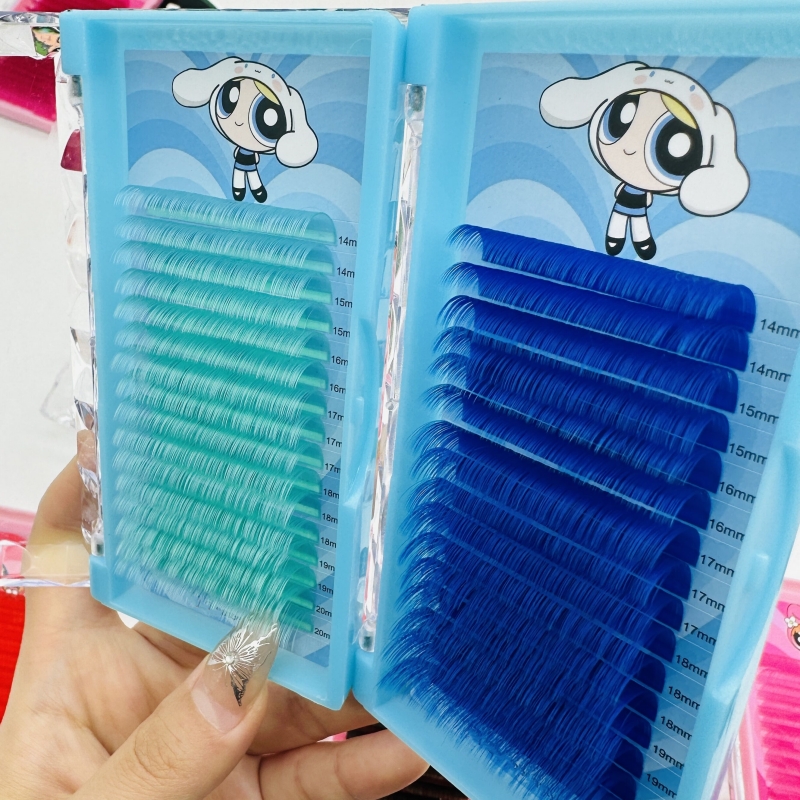 Blue Green Private Label Individual Colorful Lash Extensions