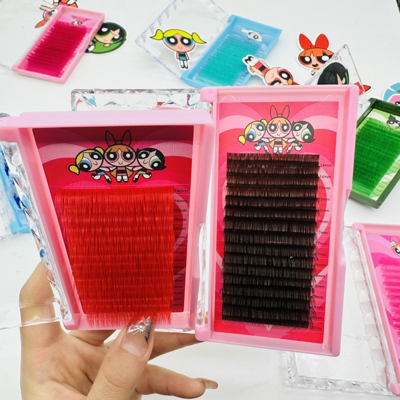 Korean Pbt Fiber Custom logo 0.07 Volume Eyelash Extension Mixed Trays