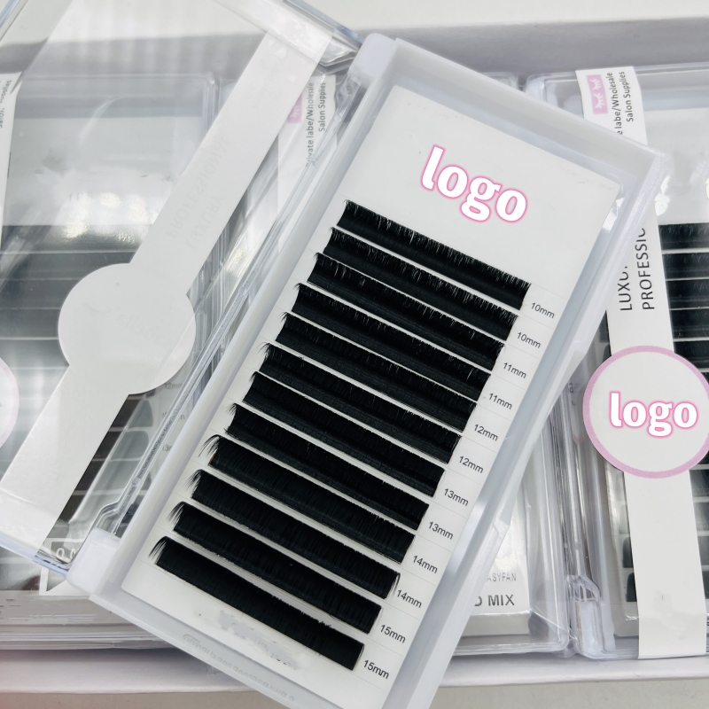 Matte Black Dark Cashmere Silk Easy Fan Lash Extension Trays